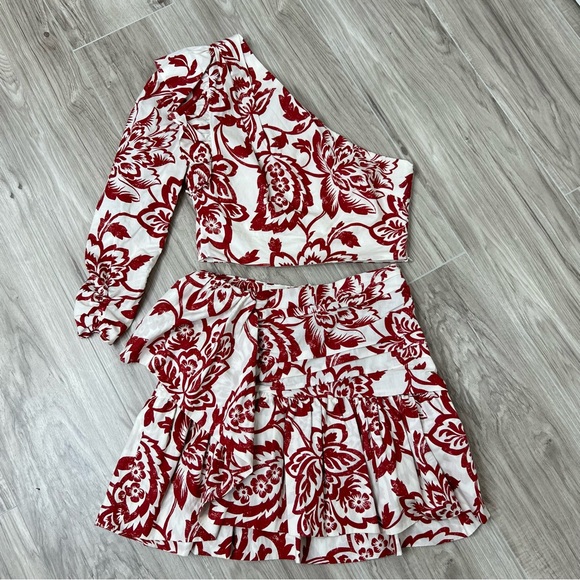 Zara Bloggers Favorite Print Poplin One Shoulder Top + Mini Skirt Set Size S - Picture 6 of 16